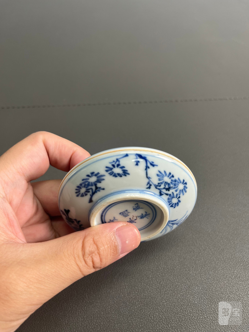 清康熙  青花瑞果花卉纹印泥盒（附木盒） - 图12